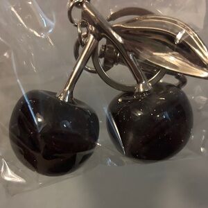 Black Cherry Keychain with Silver Accents